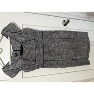 Talbots womens dress 8P Linen and cotten sleeveless with cap lined black A-line